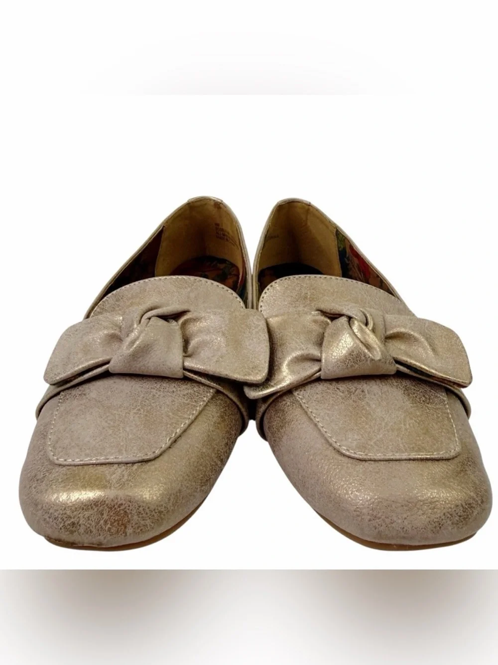 b.o.c. Paisley Bow Moc Toe Flats Slip On Metallic Shoes Women’s Size 9